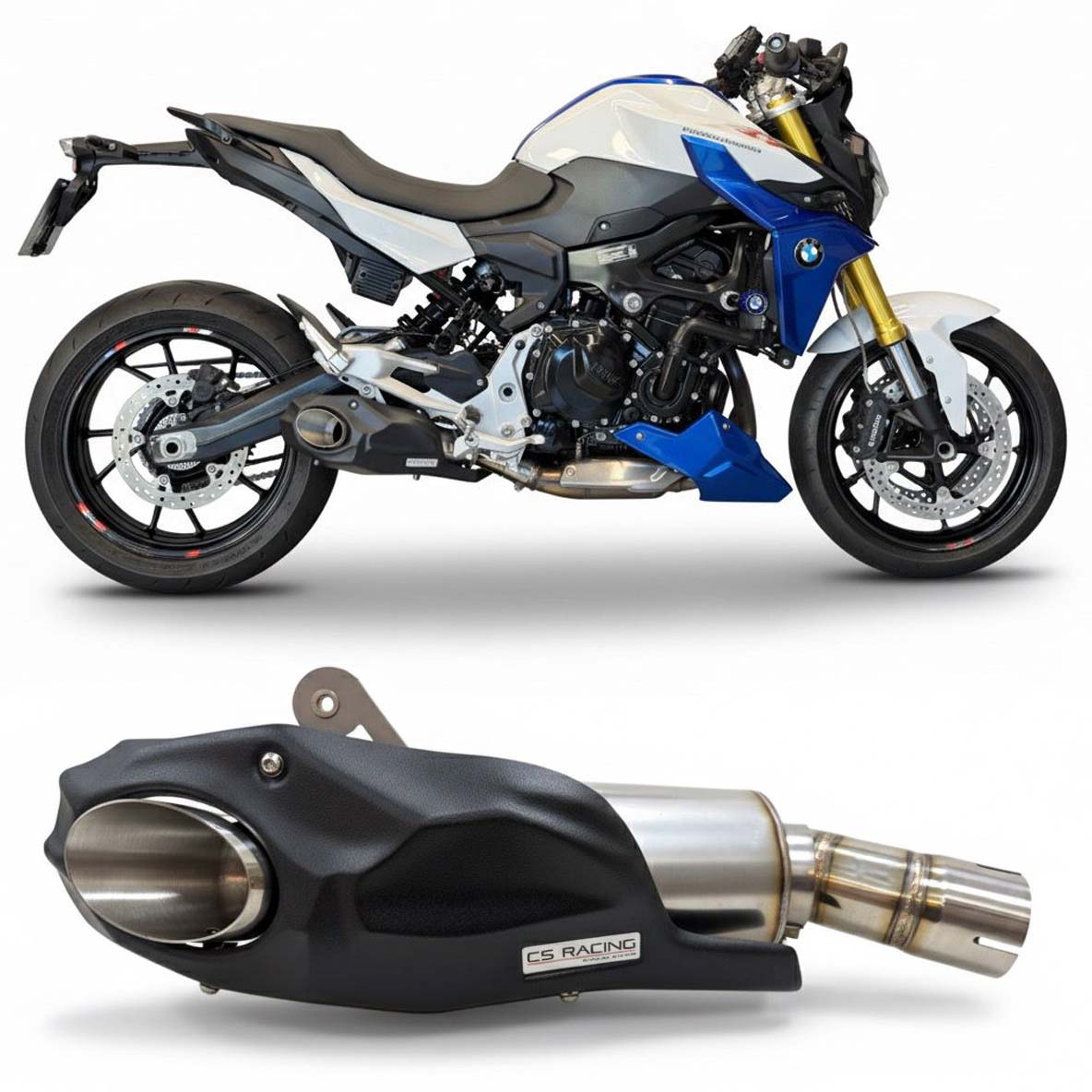 2019-26 BMW F900R | F900XR CS Racing Slip-on Exhaust | Muffler + dB Killer - Non-decat