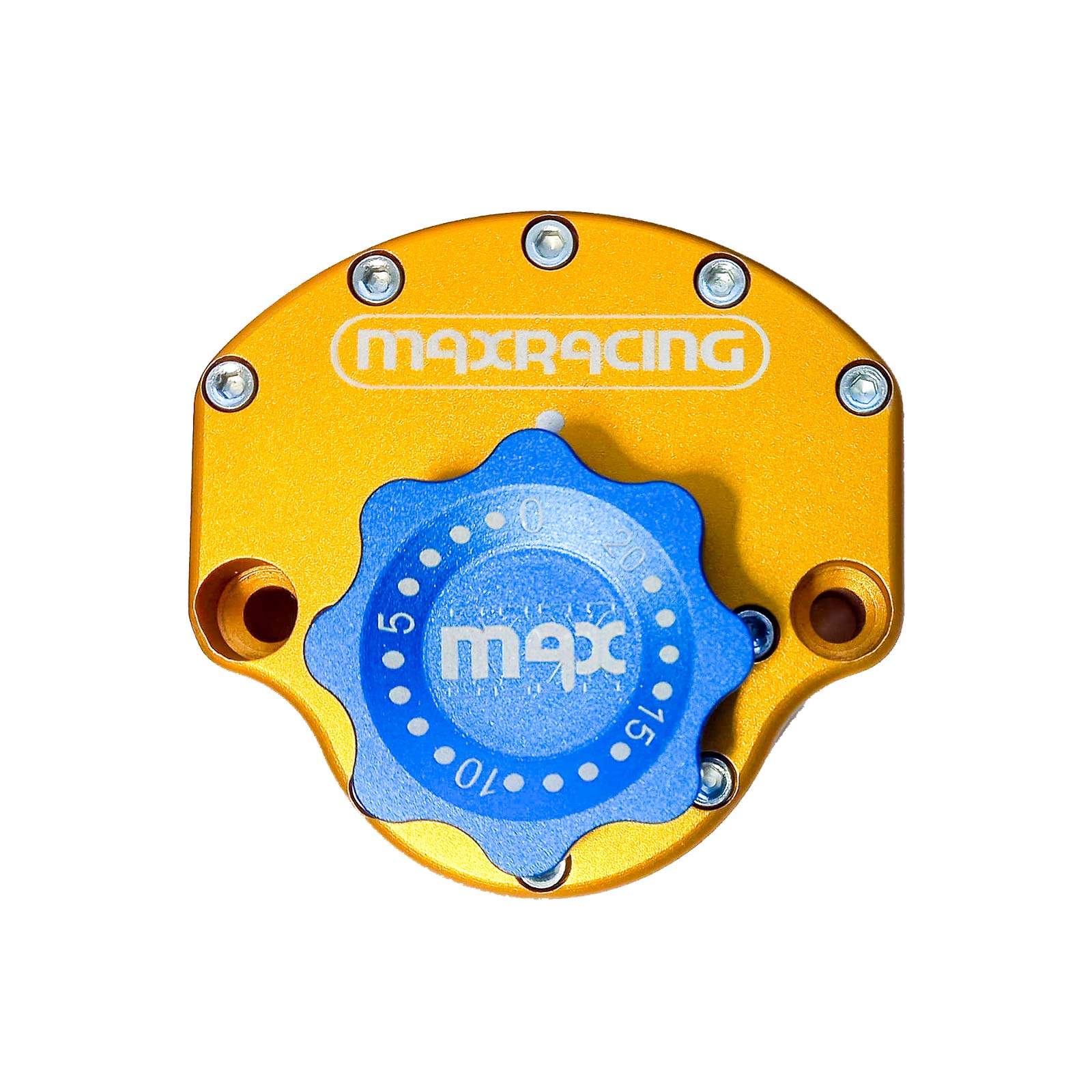 MaxRacing MAX10 Steering Damper - Yamaha - Fazer 150 Base Color: Gold Regulator Color: Blue