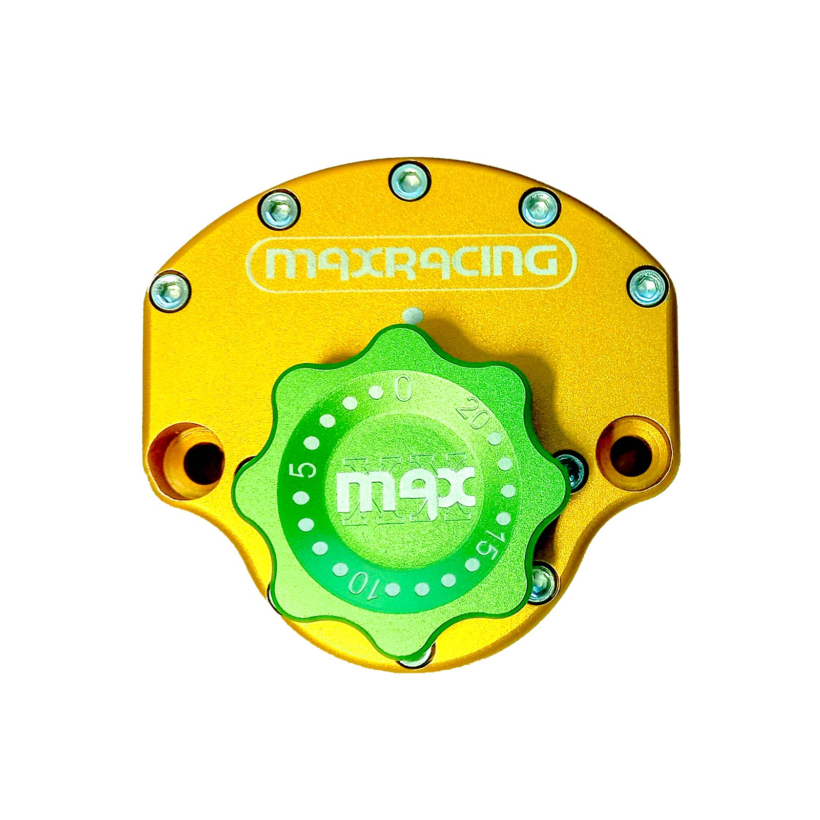 MaxRacing MAX20 Steering Damper - Yamaha - MT-07 Base Color: Gold Regulator Color: Green