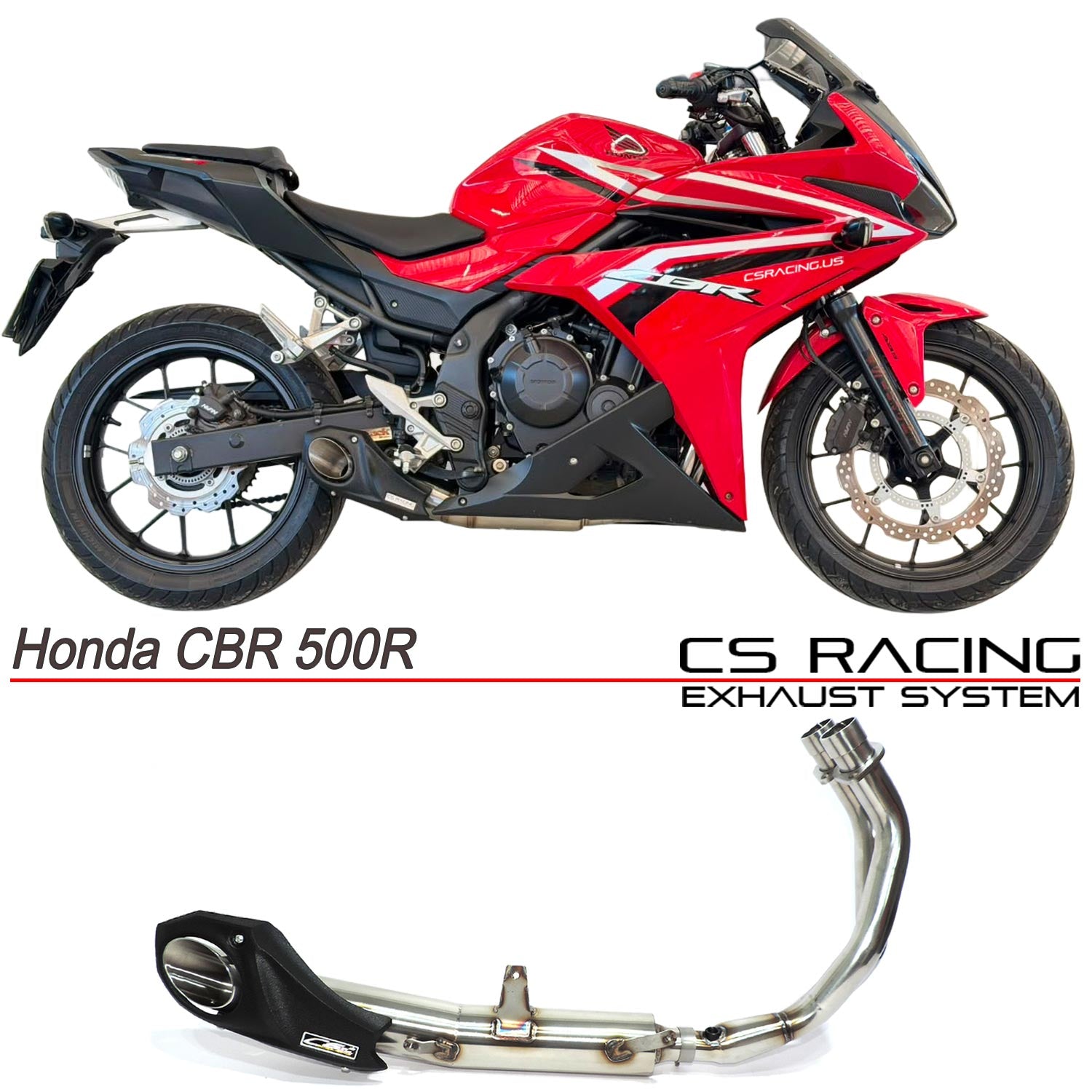 2016-26 Honda CBR500R CS Racing Full Exhaust | Muffler + dB Killer