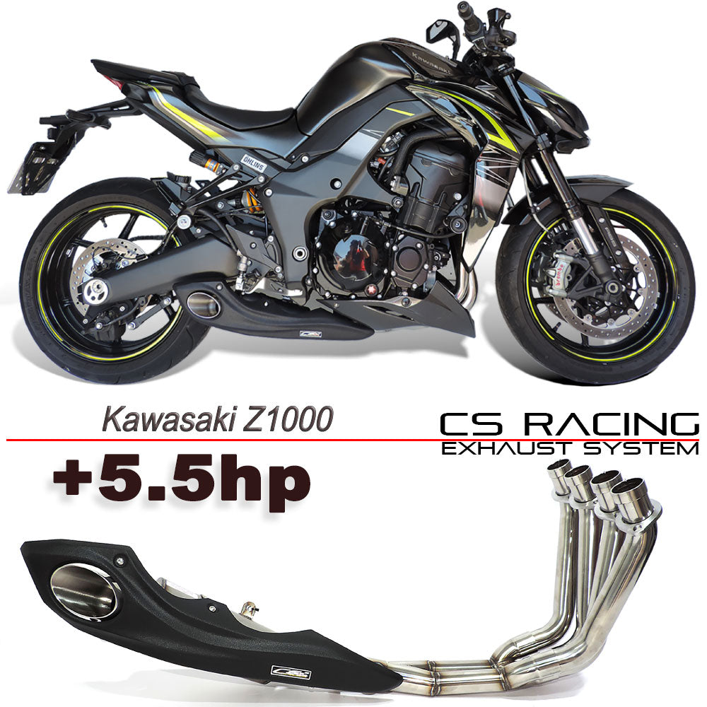 2010-up Kawasaki Z1000 / ZX1000 / 2010-19 Ninja 1000SX CS Racing Full Exhaust | Muffler + Headers + dB Killer (+5.5hp) - CS Racing Exhaust