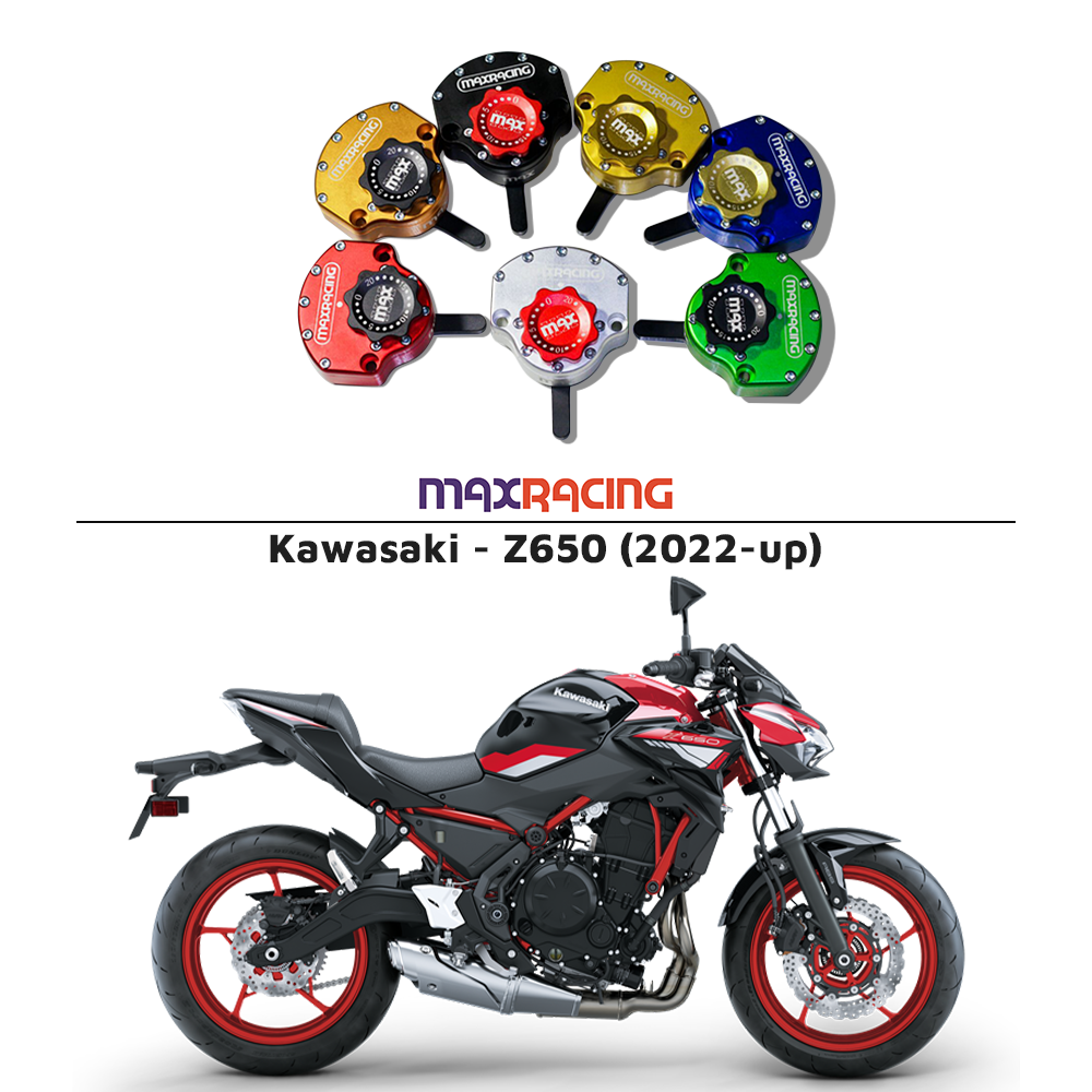 MaxRacing MAX20 Steering Damper - Kawasaki - Z650 (2022-up) Base Color: Black Regulator Color: Black