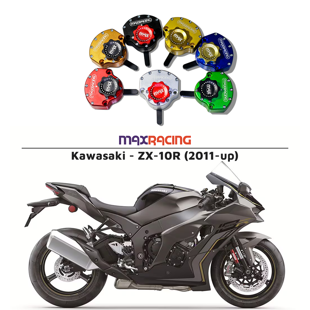 MaxRacing MAX20 Steering Damper - Kawasaki - ZX-10R (2011-up) Base Color: Black Regulator Color: Black