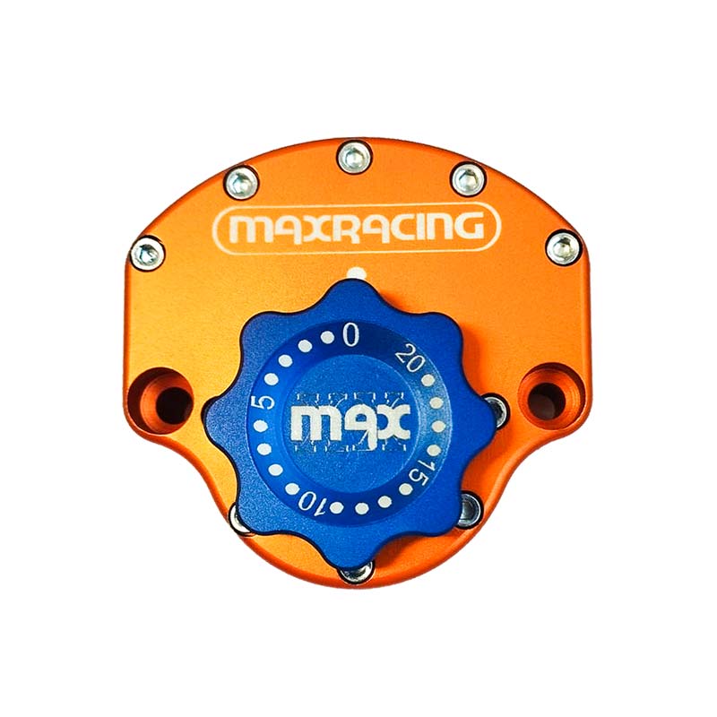 MaxRacing MAX10 Steering Damper - Yamaha - MT 03 - Fat Bar (2016 and Newer) Base Color: Orange Regulator Color: Blue