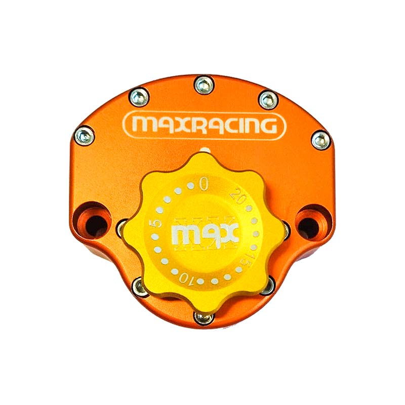 MaxRacing MAX10 Steering Damper - Yamaha - MT 03 - Fat Bar (2016 and Newer) Base Color: Orange Regulator Color: Gold