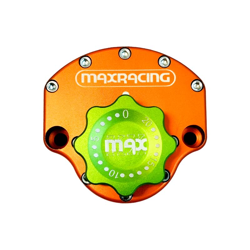 MaxRacing MAX20 Steering Damper - Yamaha - MT-09 / SP - Fat Bar (2014-2020) Base Color: Orange Regulator Color: Green