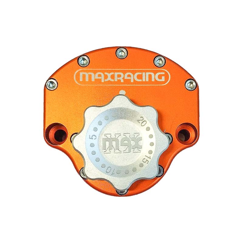 MaxRacing MAX20 Steering Damper - Yamaha - MT-07 Base Color: Orange Regulator Color: Silver