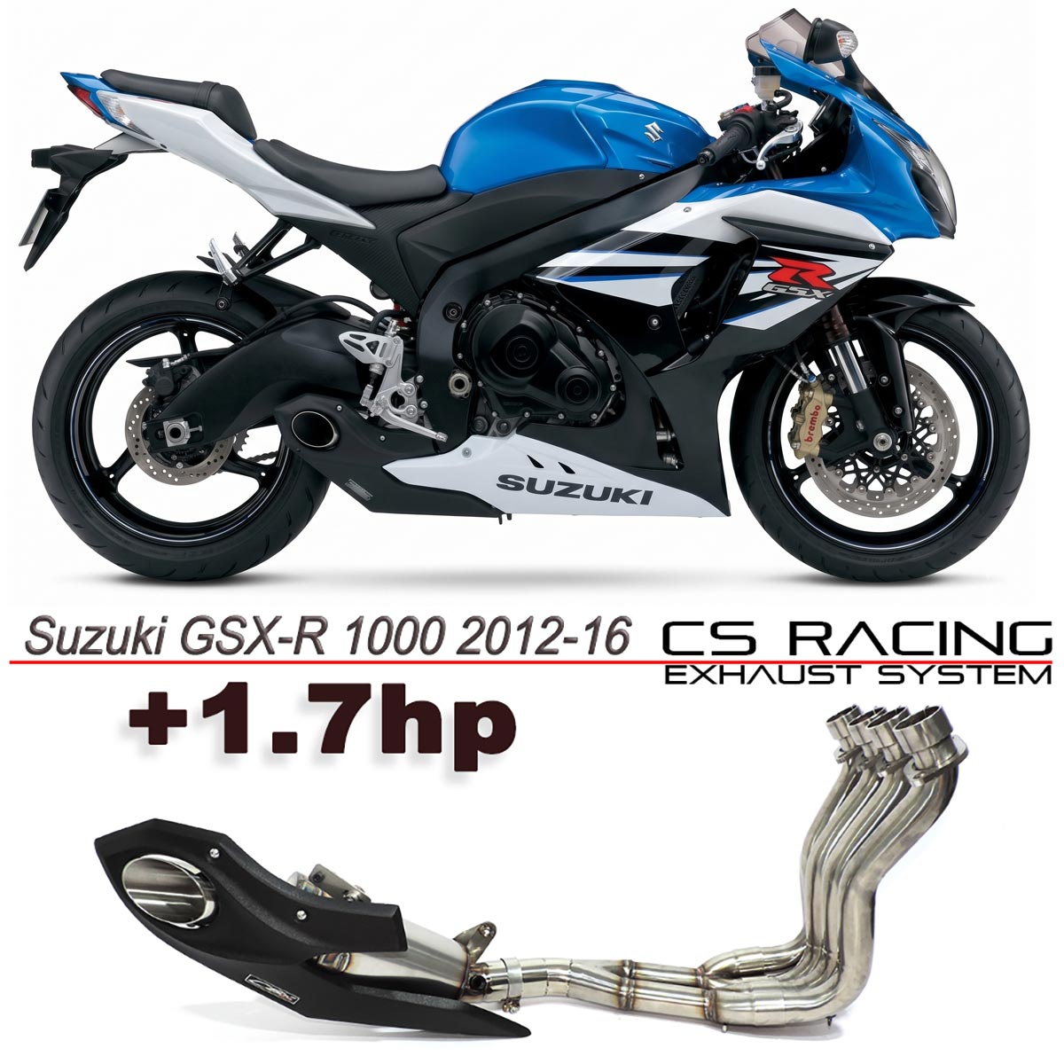 2012-16 Suzuki GSX-R 1000 CS Racing Full Exhaust | Muffler + Headers + dB Killer