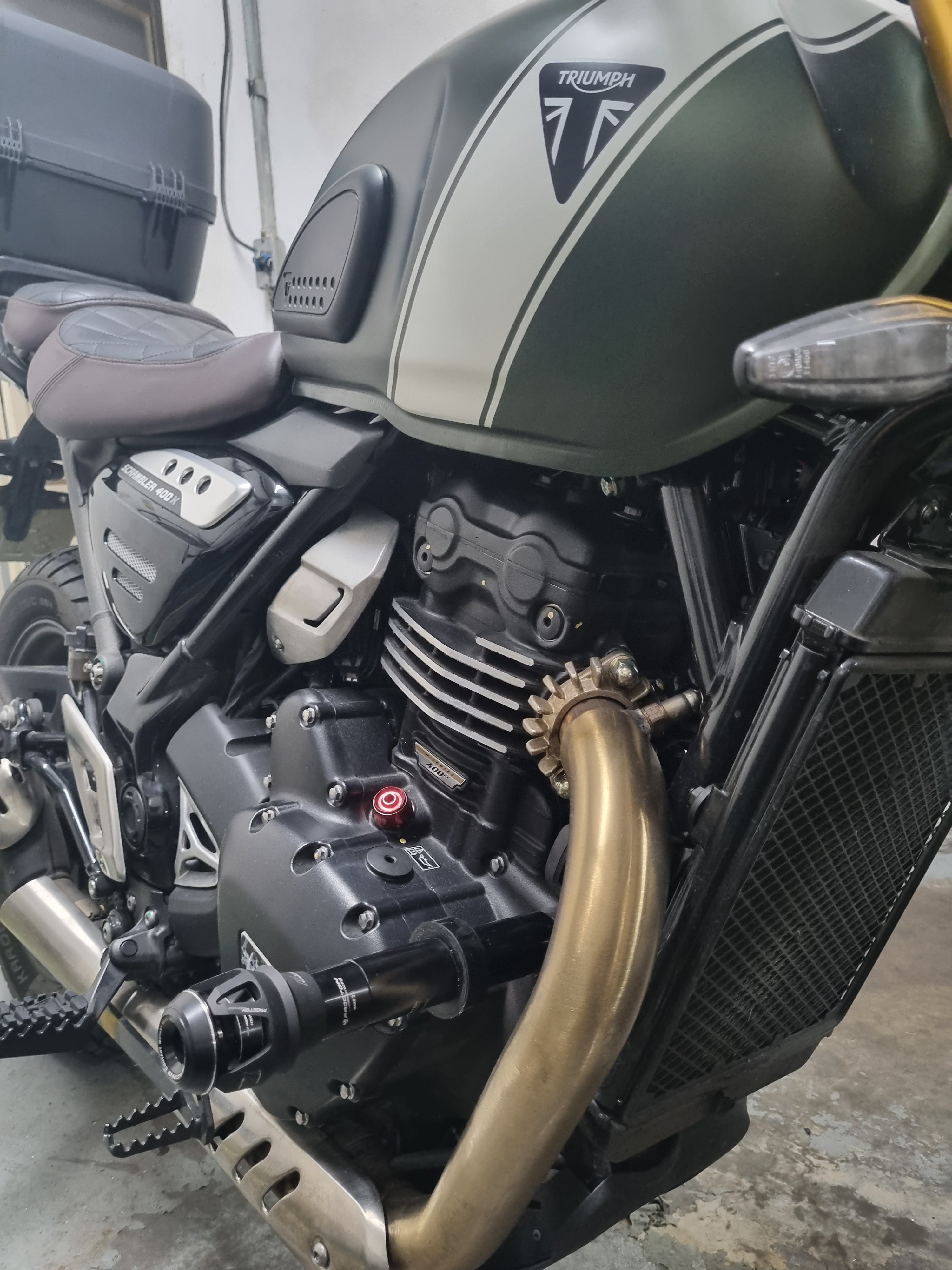 Triumph - Scrambler 400X / 400XC - Procton Racing Rotational Impact System – Frame Sliders F1