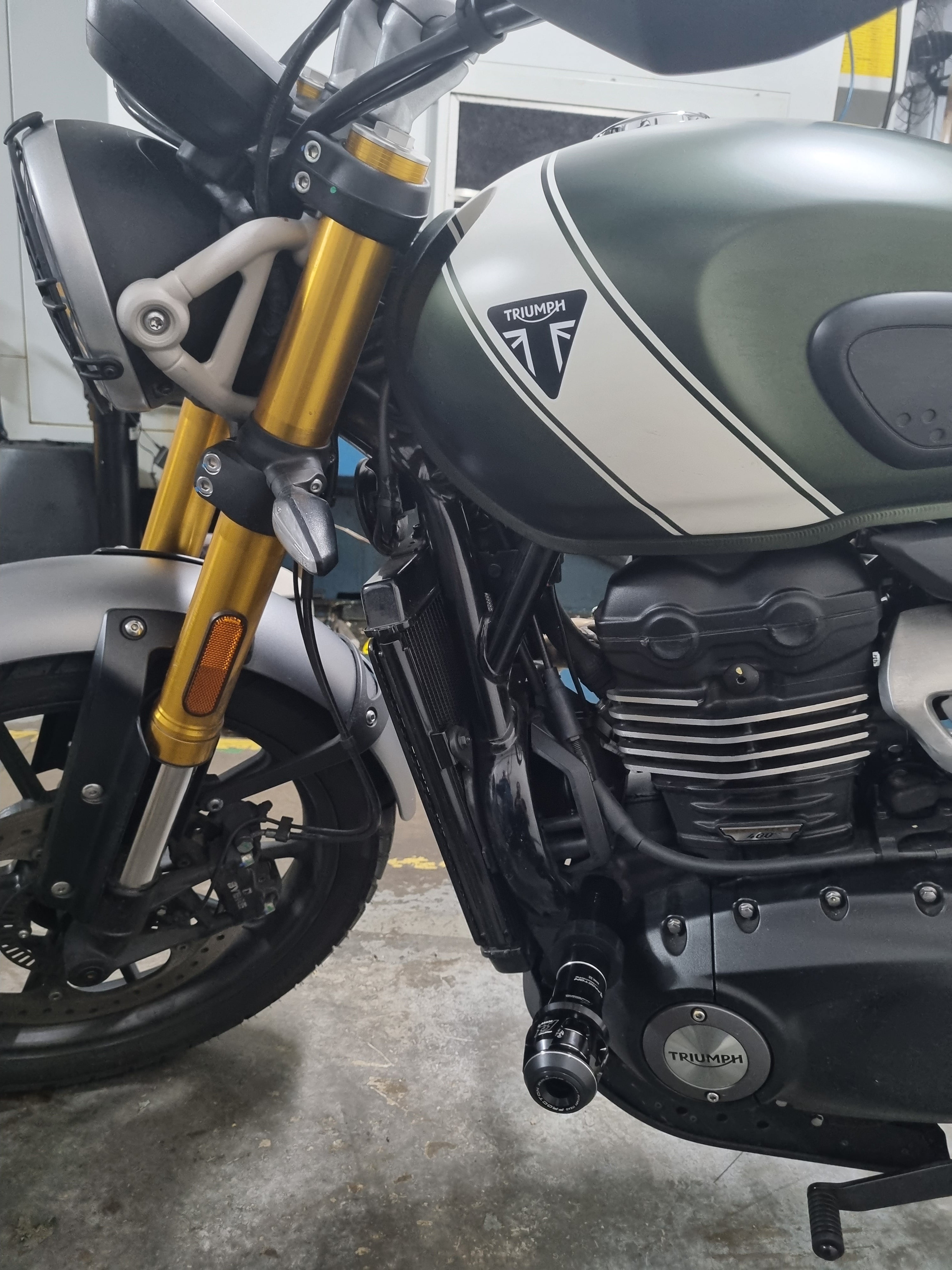 Triumph - Scrambler 400X / 400XC - Procton Racing Rotational Impact System – Frame Sliders F1