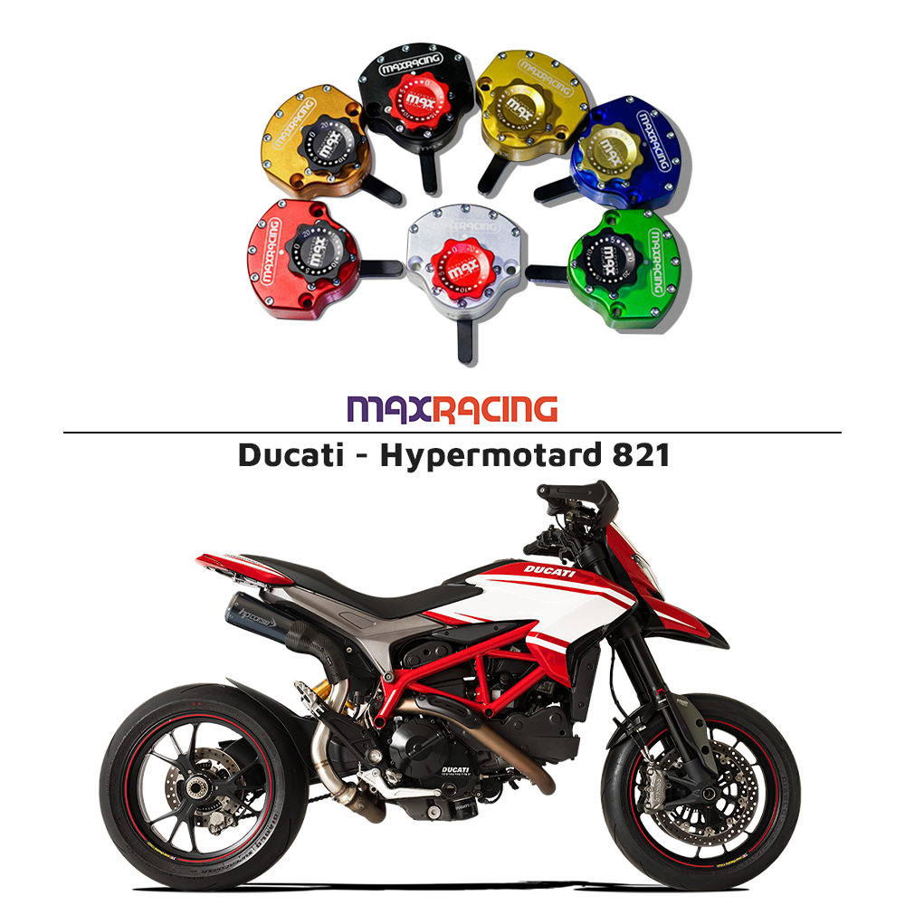 MaxRacing MAX20 Steering Damper - Ducati - Hypermotard 821 Base Color: Black Regulator Color: Black