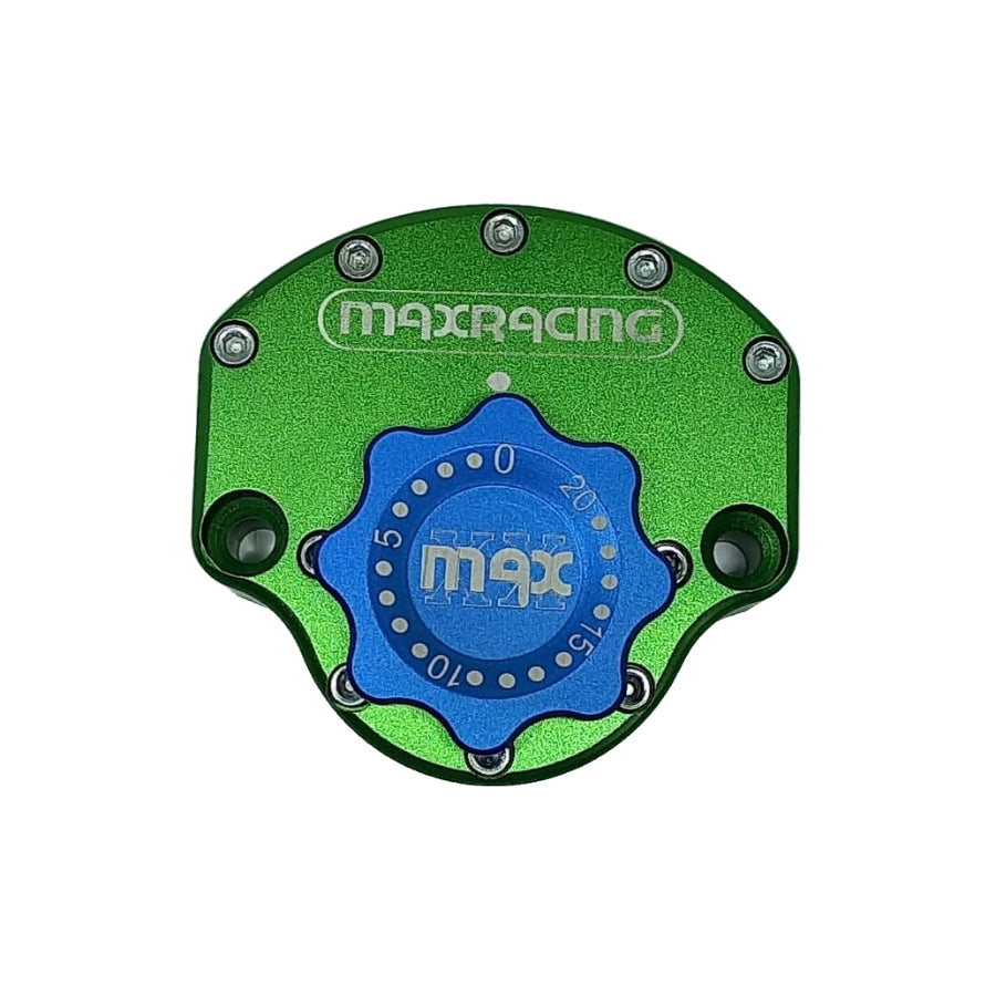 MaxRacing MAX20 Steering Damper - Kawasaki - Z650 (2022-up) Base Color: Green Regulator Color: Blue