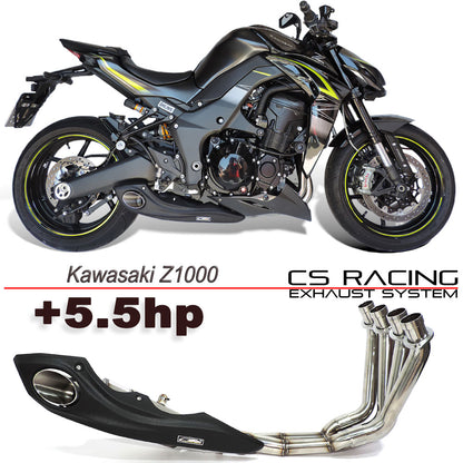 2010-up Kawasaki Z1000 / ZX1000 / 2010-19 Ninja 1000SX CS Racing Full Exhaust | Muffler + Headers + dB Killer (+5.5hp) - CS Racing Exhaust