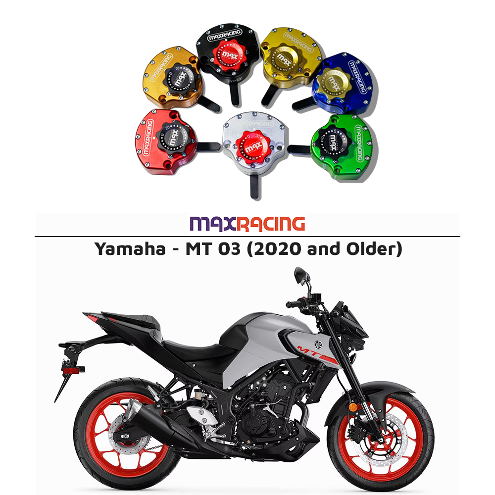 MaxRacing MAX10 Steering Damper - Yamaha - MT 03 (2020 and Older) Base Color: Black Regulator Color: Black