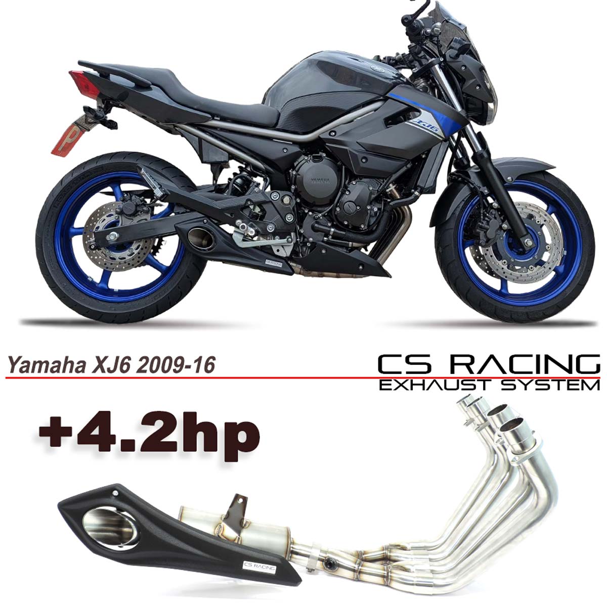 2009-16 Yamaha FZ6R | XJ6N  XJ6F CS Racing Full Exhaust | Muffler + Headers + dB Killer (+4.2hp)