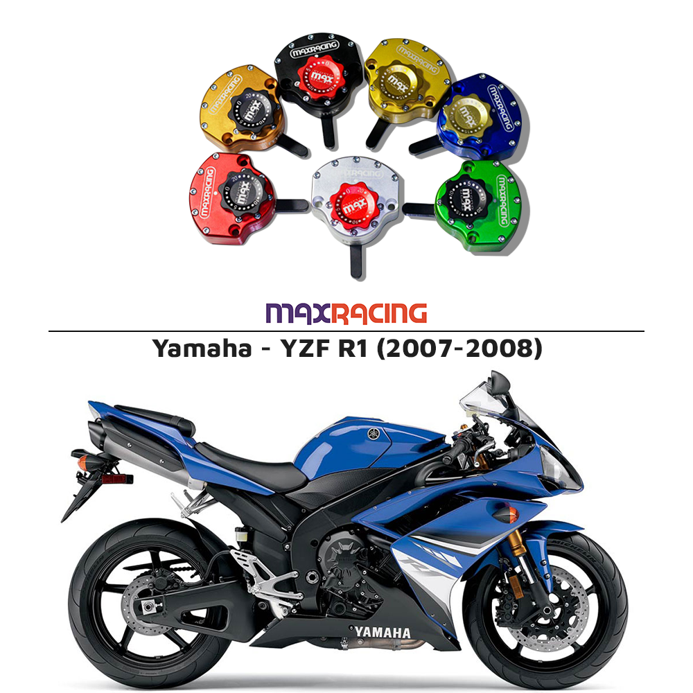 MaxRacing MAX20 Steering Damper - Yamaha - YZF R1 (2007-2008) Base Color: Black Regulator Color: Black