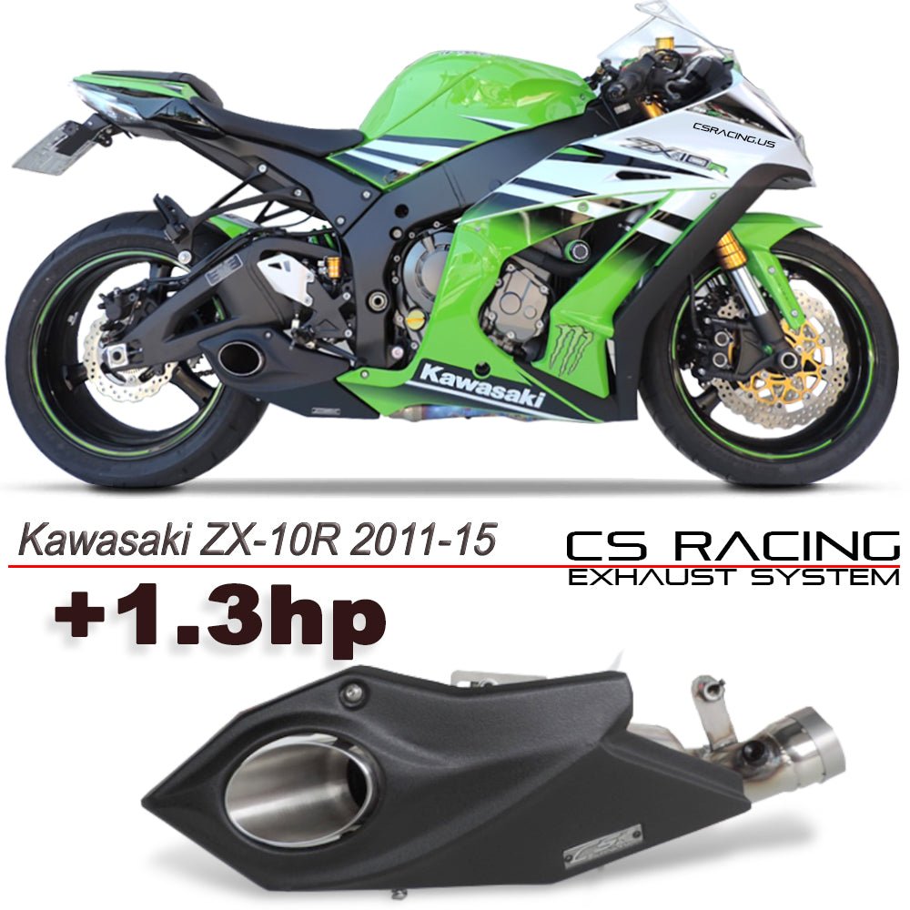 2011-15 Kawasaki Ninja ZX-10R CS Racing Slip-on De-cat Exhaust | Muffler + dB Killer (+1.3hp) - CS Racing Exhaust