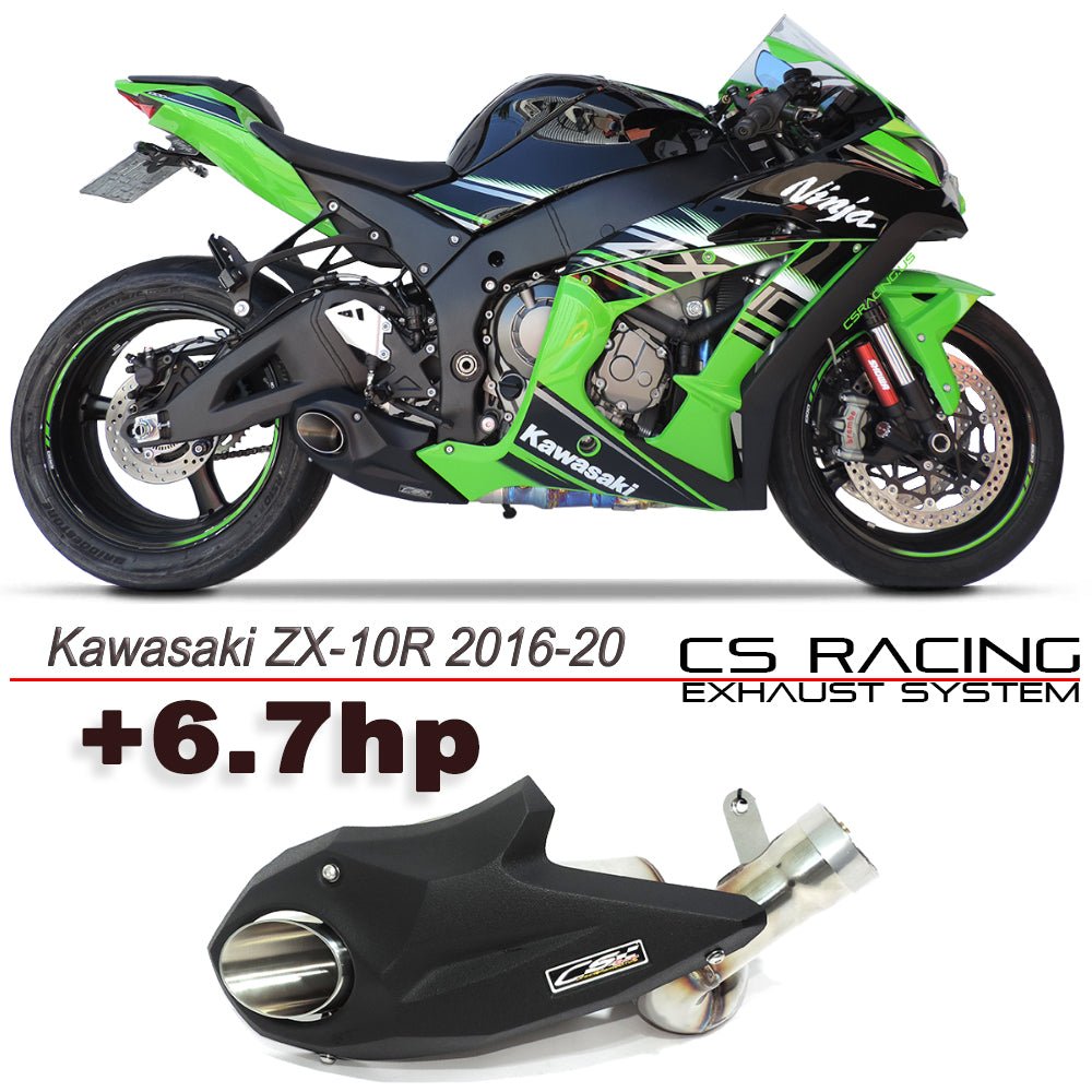 2016-20 Kawasaki Ninja ZX-10R ZX-10RR CS Racing Slip-on De-cat Exhaust | Muffler + dB Killer (+6.7hp) - CS Racing Exhaust